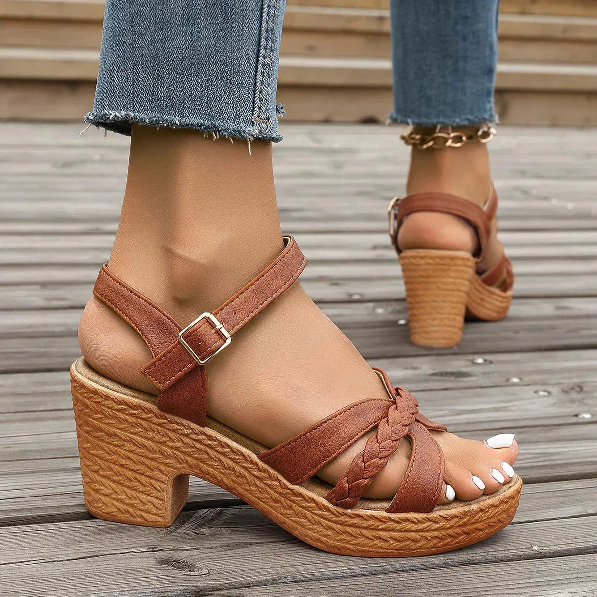 Ava | Mid Heel Platform Sandals
