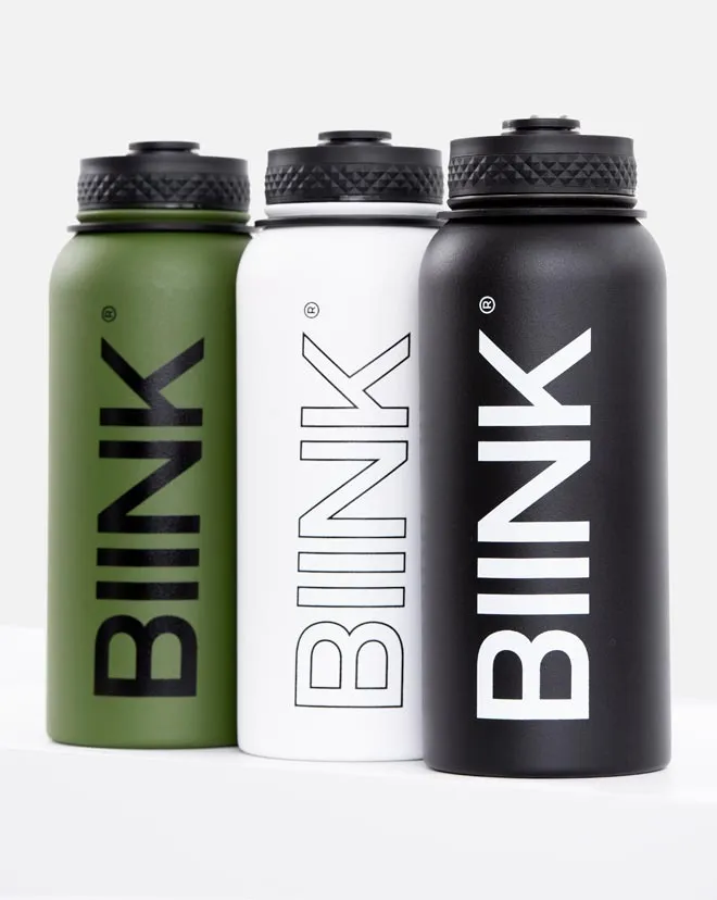 BIINK Stainless Steel 1L Water Bottle - Crisp White