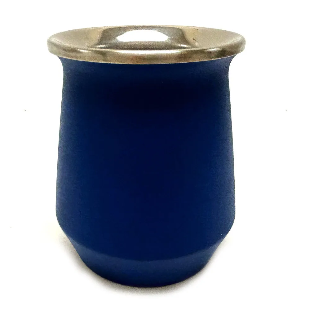 Blue Argentine Yerba Mate Cup Gourd Stainless Steel Bombilla Straw Double Wall