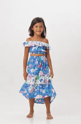 Cabe Skirt in Blue White Floral