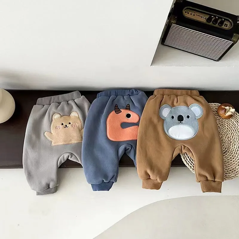 Cartoon Winter Plush Baby Baggy Pants