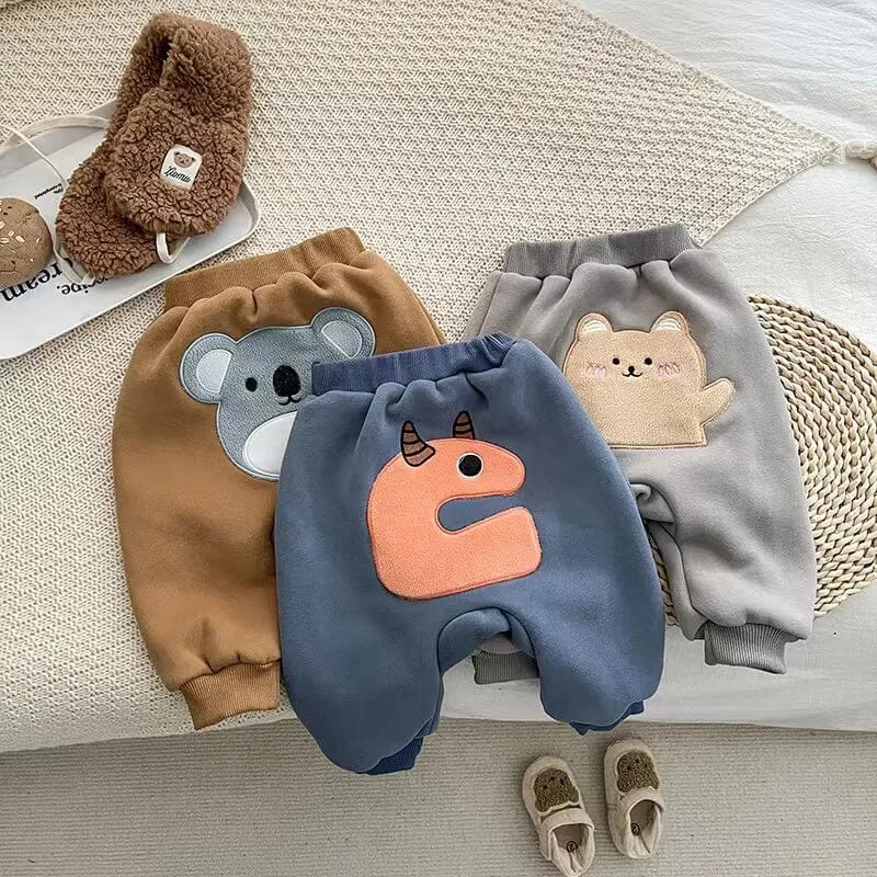 Cartoon Winter Plush Baby Baggy Pants