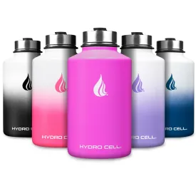 HYDRO CELL Stainless Steel Insulated Water Bottle with Straw - For Cold & Hot Drinks - Metal Vacuum Flask with Screw Cap and Modern Leakproof Sport Thermos for Kids & Adults (Fuchsia 64oz)