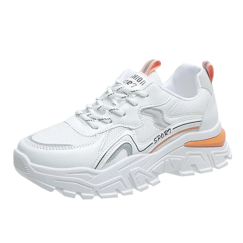 Joskaa New Women Platform Chunky Sneakers Mesh Breathable Sport Shoes Woman Fashion Thick Sole Walking Ladies Casual Shoes