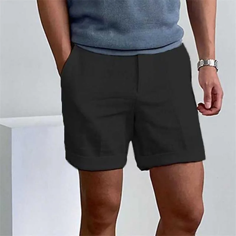 Mens Linen Shorts  Relaxed Fit  Cuffed Hem  Lightweight Breathable Casual Style