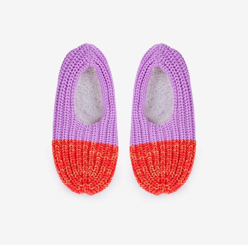 Verloop: Colorblock Knit Slippers - Poppy Lilac