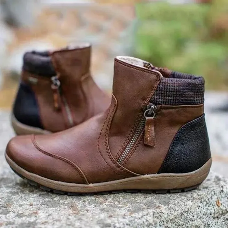 Womens Ankle Boots  Waterproof  Side Zip  Non-Slip Sole  Casual Everyday Wear