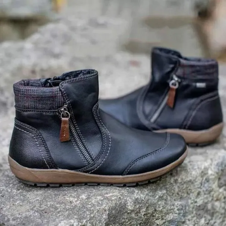 Womens Ankle Boots  Waterproof  Side Zip  Non-Slip Sole  Casual Everyday Wear