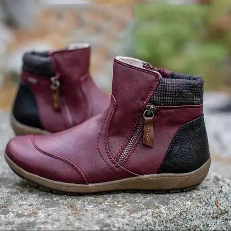 Womens Ankle Boots  Waterproof  Side Zip  Non-Slip Sole  Casual Everyday Wear