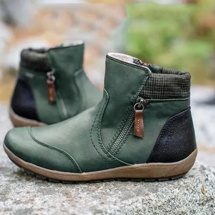 Womens Ankle Boots  Waterproof  Side Zip  Non-Slip Sole  Casual Everyday Wear