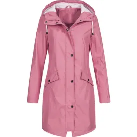 Womens Raincoat  Waterproof Hooded  Slim Fit  Mid-Length Lightweight Design